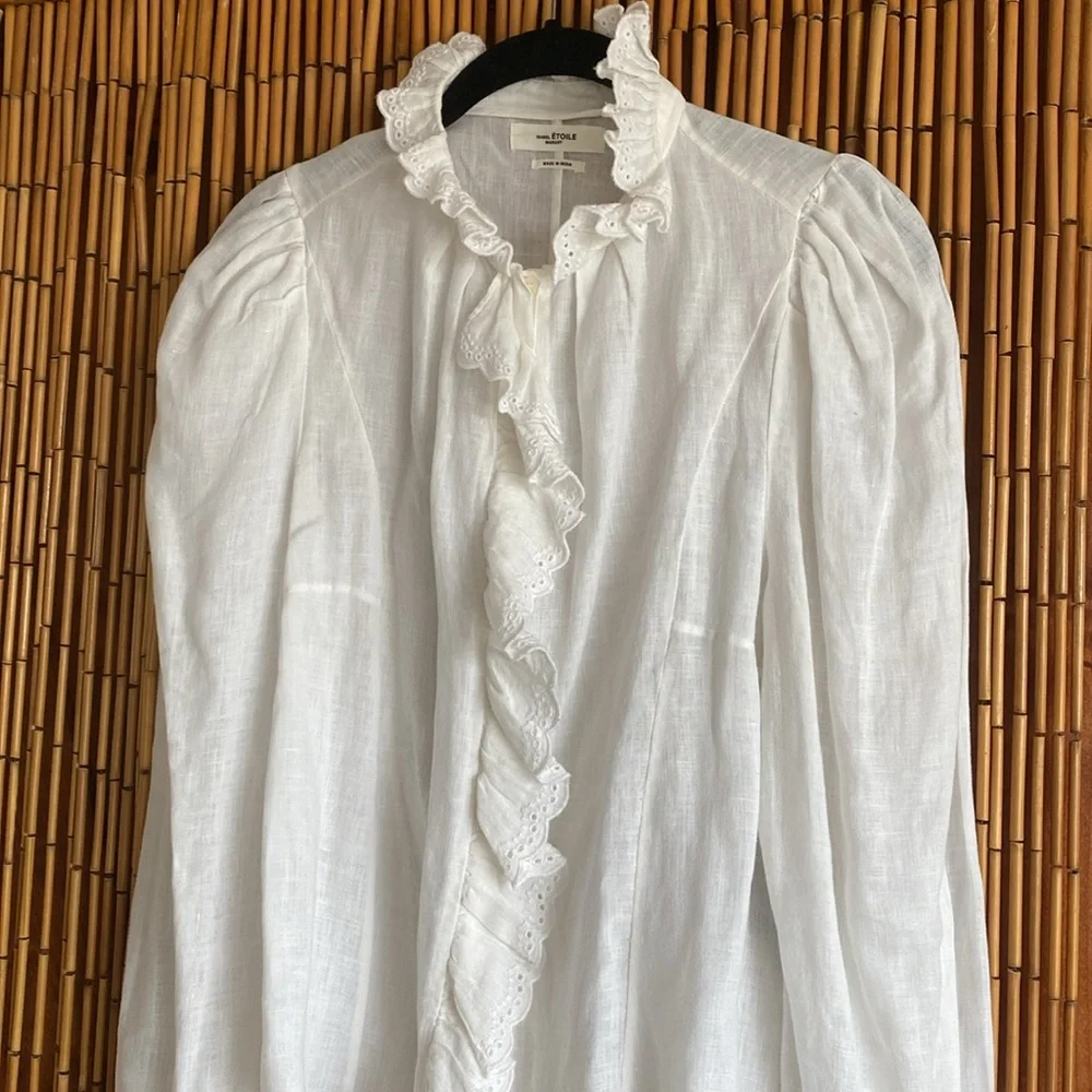 Isabel Marant White Ruffled Blouse XS - Picture 3 of 7